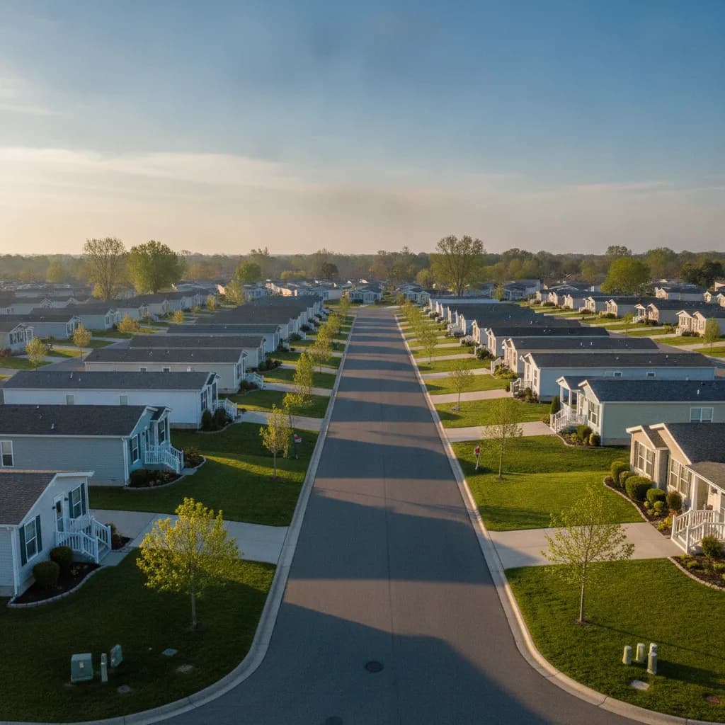 A tidy, well-kept manufactured home community